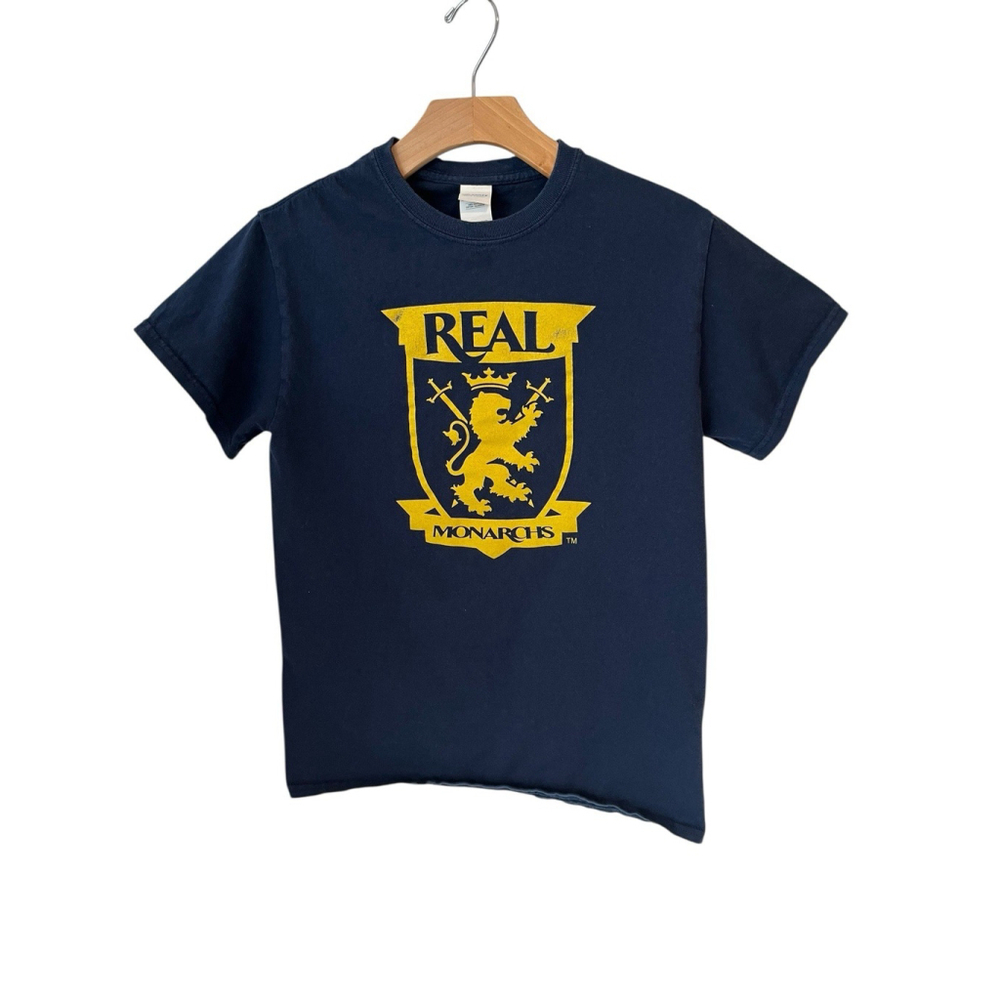 Real Monarchs T Shirt Mens Small Blue Yellow Logo